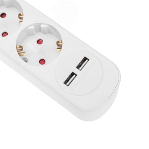 Удлинитель STANDARD 5 гнезд, 5 м, 3х1,0 мм2, с/з, с выключателем, 2 USB, белый - фото 5
