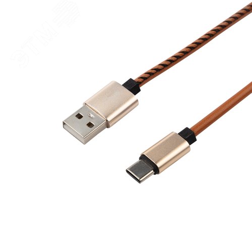Кабель USB-Type-C, 2A, leather, brown, 1mУстройство зарядное, 18-1897, - фото 3