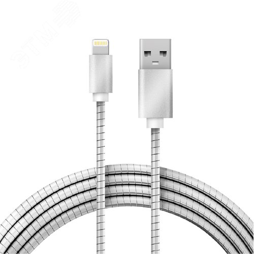 Кабель USB-Lightning для iPhone, metall, steel color, 1m, 18-4247, - REXANT