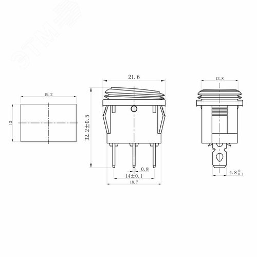 Выключатель клавишный 250V 6А (3с) ON-OFF красный с подсветкой Mini ВЛАГОЗАЩИТА | 36-2175 | REXANT - фото 3