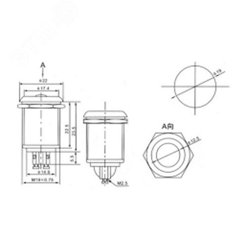 Кнопка антивандальная ?19 Б/Фикс (2с) (ON)-OFF выпуклая | 36-3412 | REXANT 3