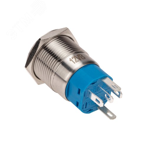 Кнопка антивандальная ?19 12В Фикс (5с) ON-OFF/OFF-ON подсв/синяя | 36-3421 | REXANT 3