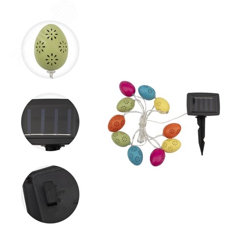 Каскад Lamper Эклектика 4 м LED с выносной солнечной панелью 2 м и аккумулятором, теплое белое свечение - REXANT