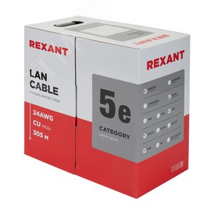 Кабель UTP 4PR 24AWG CAT5e 305м | 01-0043 | REXANT - фото 4