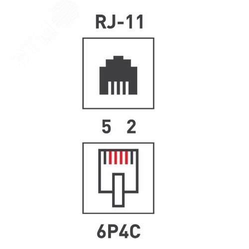 Телефонный двойник RJ-14(6P4C) (гнездо - 2 гнезда), - фото 3