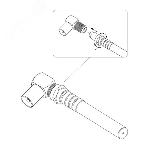 Переход гнездо F - штекер TV угловой, 3