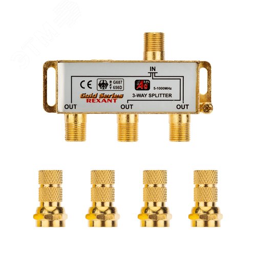 Делитель ТВ х 3 + 4шт. F BOX 5-1000 МГц GOLD, - фото 4