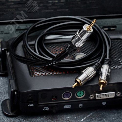 Аудио кабель 3.5 мм - 2 RCA, 1,5 м, GOLD-металл - фото 4