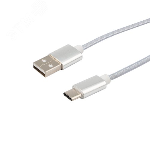 Кабель USB-Type-C, 2,4A, nylon, silver, 1mУстройство зарядное, 18-1884, - фото 4