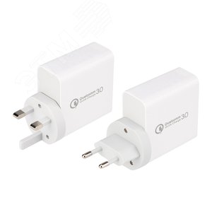 Устройство сетевое зарядное для iPhone, iPad 2xUSB+USB Type-С, переход+адап, 48W белое, - фото 2