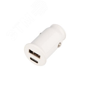 Автозарядка в прикуриватель АЗУ USB-A+USB-C 2.4 A белая - фото 2