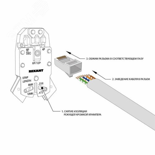 Джек RJ-45 8P8C CAT 5e (экран), 3