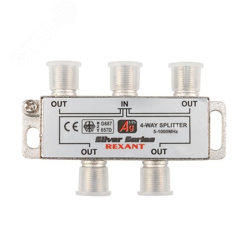 Делитель ТВ х 4 + 5шт. F BOX 5-1000 МГц Silver, - фото 4
