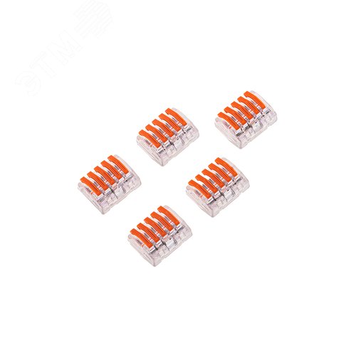 Клемма универсальная СМК 222-415, 5-проводная прозрачная 0,08-2,5 4 кв мм, 5 шт, REXANT 5