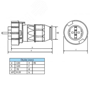 Вилка прямая влагозащищенная 2P+РE, 16А, IP68 REXANT - фото 3