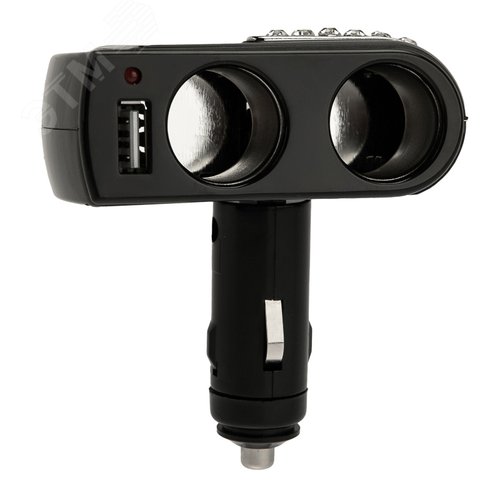 Разветвитель автоприкуривателя 2 гнезда 1хUSB (5 V 1000 mA), 4