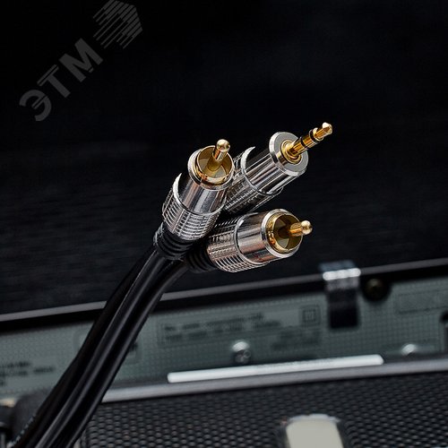 Аудио кабель 3.5 мм - 2 RCA, 1,5 м, GOLD-металл - фото 5