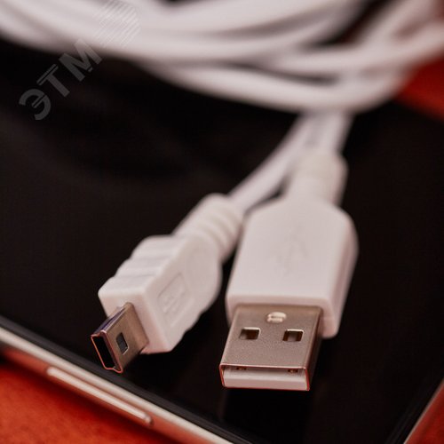 Кабель USB-mini USB - PVC, 1.8м., белый 3
