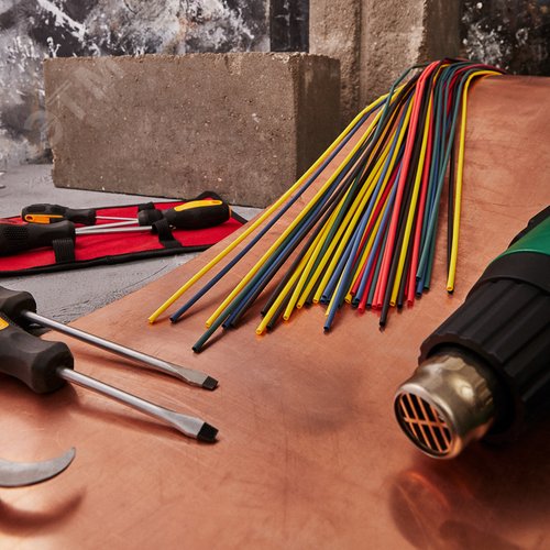 Термоусаживаемые трубки 3,0 1,5 мм, набор пять цветов, упаковка 50 шт. по 1 м, REXANT 3