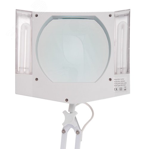 Лупа на струбцине, квадрат 3D подсветка, белая 5