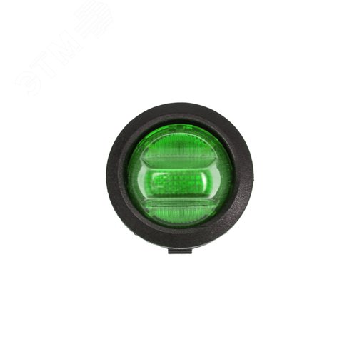 Выключатель клавишный круглый 12V 16А (3с) ON-OFF зеленый с подсветкой | 36-2593 | REXANT 5