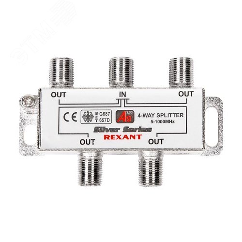 Делитель ТВ х 4 + 5шт. F BOX 5-1000 МГц Silver, - фото 5