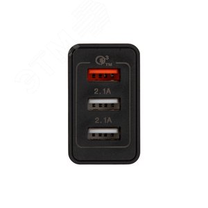 Устройство сетевое зарядное-переходник 3xUSB адаптер, 30W черное, - фото 3