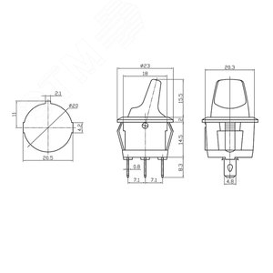 Выключатель клавишный круглый 250V 6А (3с) ON-OFF красный | 36-2600 | REXANT - фото 6