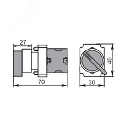 Переключатель BD21 2P короткая ручка NO - фото 6