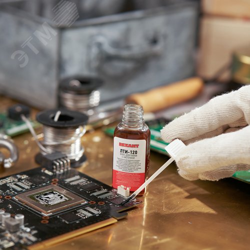 Флюс для пайки, ЛТИ-120, 30 мл, с кисточкой, флакон 6