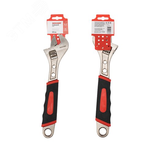 Ключ разводной 300 мм никелированный, двухкомпонентная рукоятка 4