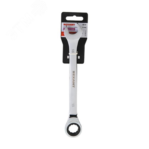 Ключ комбинированный трещоточный 18 мм, CrV, зеркальный хром 4