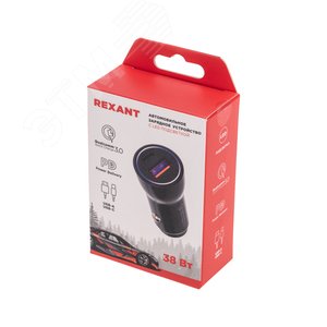 Автозарядка в прикуриватель АЗУ USB-A QC 3.0+USB-C PD 38 Вт черная - фото 5