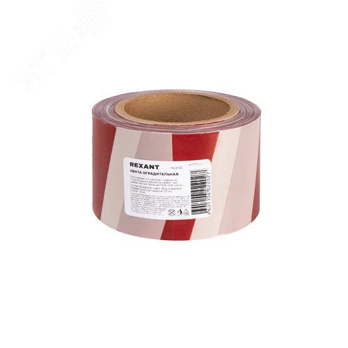 Лента оградительная 75 мм х 100 м, цвет белый красный, REXANT 4
