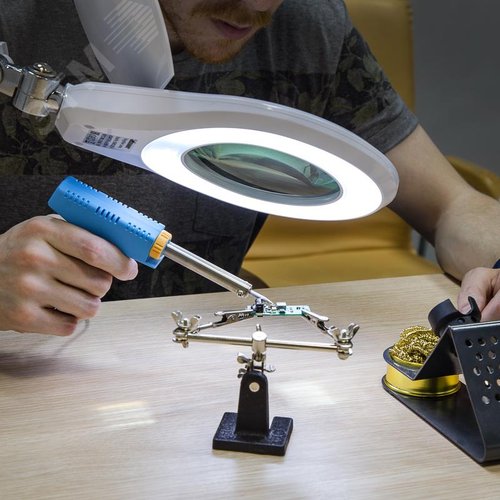 Лупа на струбцине, круглая, 5D, 72 SMD, d-152мм, белая - фото 6
