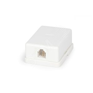 Розетка телефонная RJ-12(6P4C) одинарная внешняя белая - Hyperline