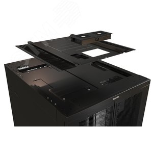 Шкаф напольный 19-дюймовый TSR-4262-DDAA-P12-R101-RAL9005, 42U, 2058x600х1200 мм (ВхШхГ), передняя и задняя двойные распашн. перфорир. двери, боковые панели съемные, панель крыши с заглушками щеточных вводов, цвет черный (RAL 9005) (собранный) - фото 2