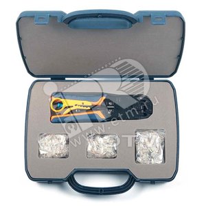 Набор : инструмент обжимной для RJ45/12/11 + 20х8P8C + 30x6P6C + 40x4P4C - Hyperline