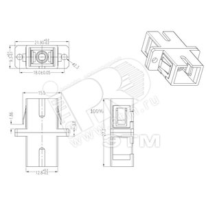 Адаптер оптический проходной SC/PC-SC/PC MM корпус пластиковый бежевые и черные колпачки (242826)