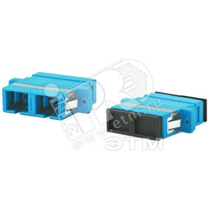 Адаптер оптический проходной SC/UPC-SC/UPC SM duplex корпус пластиковый синие и черные колпачки (243945) - Hyperline