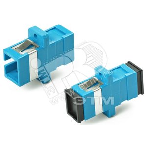 Адаптер проходной оптический SC/UPC-SC/UPC SM simplex корпус пластиковый синий/черные колпачки (243946)