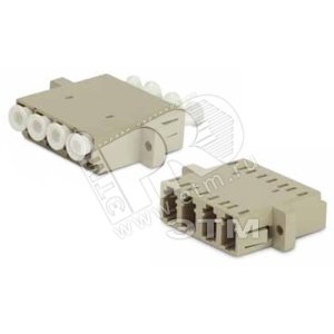 Адаптер оптический проходной LC/PC-LC/PC MM quadro 4 волокна корпус пластиковый бежевый белые колпачки