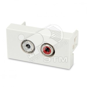 Модуль розетки 2xRCA 1М 45x22.5мм белый - Hyperline