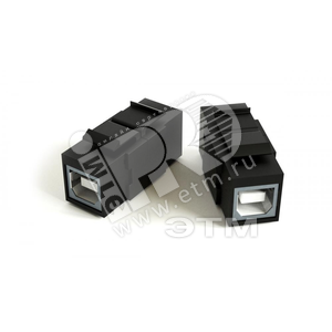 Вставка Keystone Jack проходной адаптер USB 2.0 (Type B) ROHS черная - Hyperline