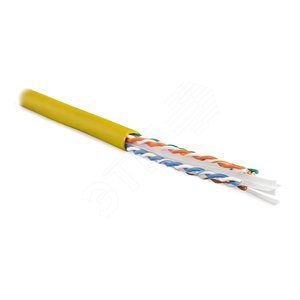 Витая пара U/UTP категория 6 4 пары (23 AWG) одножильный (solid) с разделителем LSZH нг(С)-HF –20°C – +75°C желтый (251950) - Hyperline
