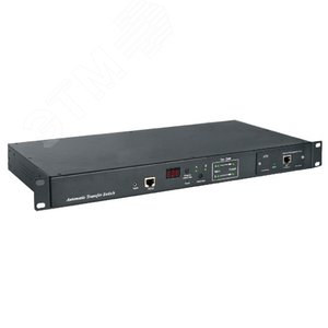 Блок розеток управляемый ATS 19, горизонтальный, 1U, 6 х IEC320 C13 + 2 х IEC320 C19, 220V, 16А, кабель питания 3х1.5 мм2 с вилкой DIN 49441 16A, со встроенным модулем ATS-SNMP, 482.6 мм х 220.0 мм х 44.4 мм (ШхГхВ) - Hyperline
