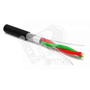 Кабель для шины ProfiBus DP/PA, 1x2x22 AWG (0.64 мм), однопроволочные жилы (solid), SF/UTP, для внутренней и внешней прокладки (-40°C - +70°C), PVC (UV), черный, аналог Belden 3079A - Hyperline