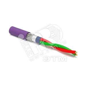 Кабель для шины ProfiBus DP FC, 1x2x22 AWG (0.64 мм), однопроволочные жилы (solid), SF/UTP, для внутренней прокладки (-40°C - +65°C), двойная оболочка, PVC, фиолетовый - Hyperline
