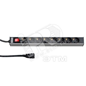 Блок розеток для 19` шкафов горизонтальный 8 розеток 10A шнур 2.5м (26417)