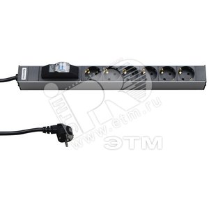 Блок розеток 19` шкафов 6 универсальных розеток автоматический выключатель 16A шнур 2.5м (26446)